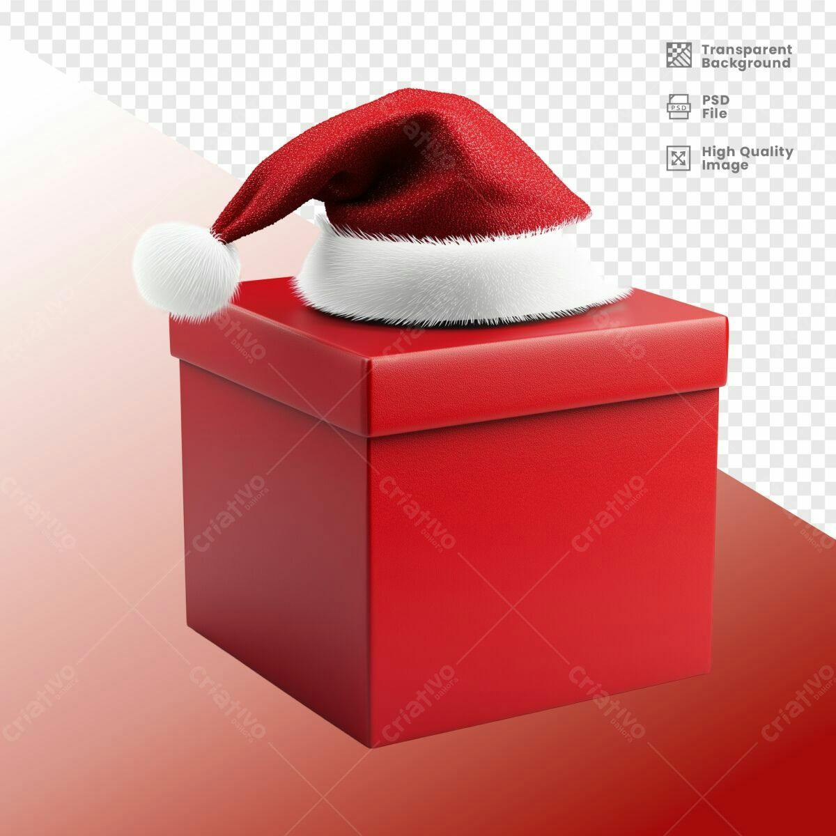 Mockup Caixa de Presente Natalina PSD Editável