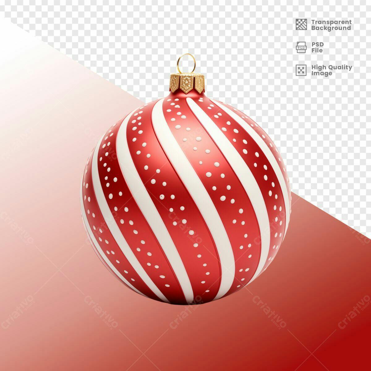Enfeite de Natal Vermelho e Branco PSD Editável