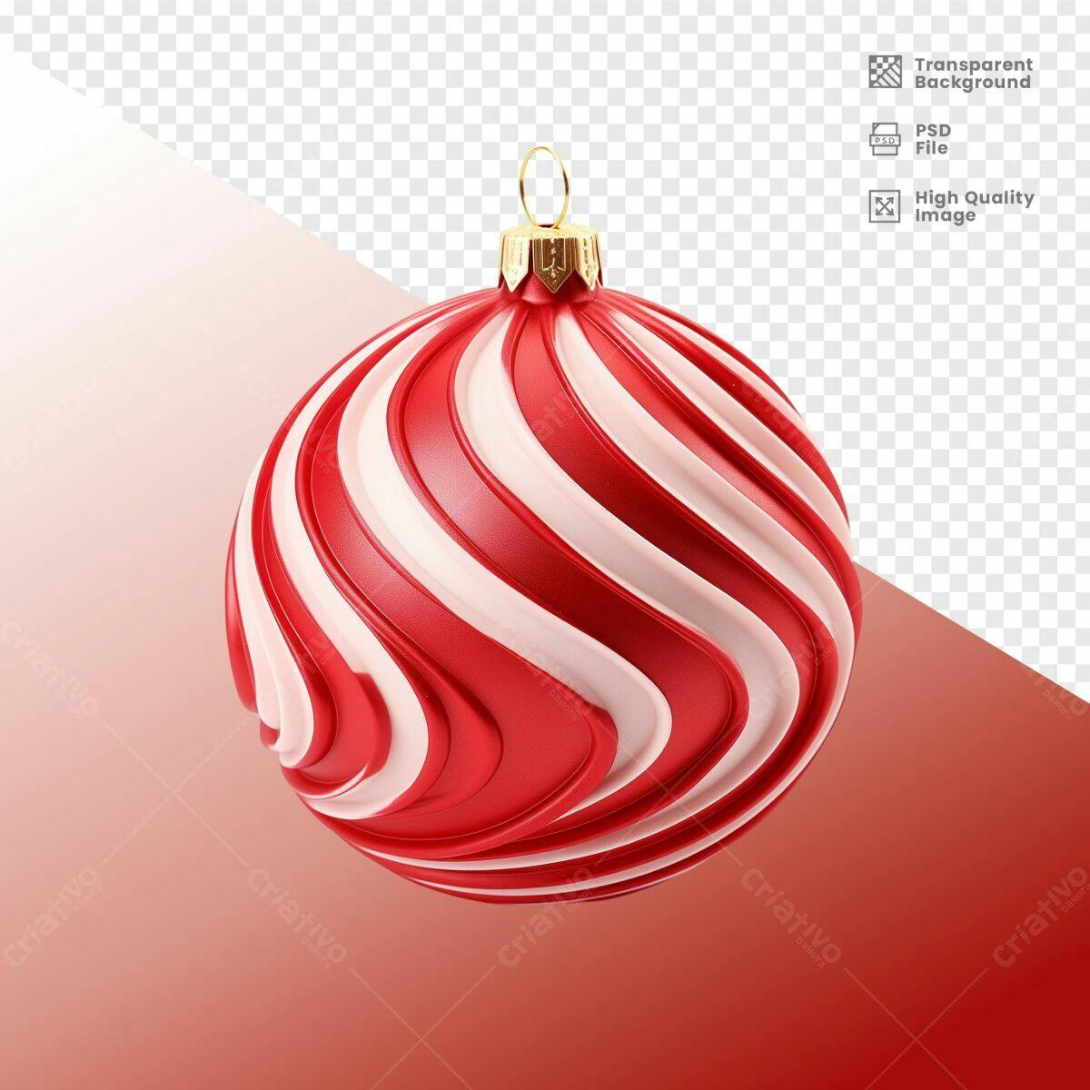 Enfeite de Natal Vermelho e Branco PSD Editável