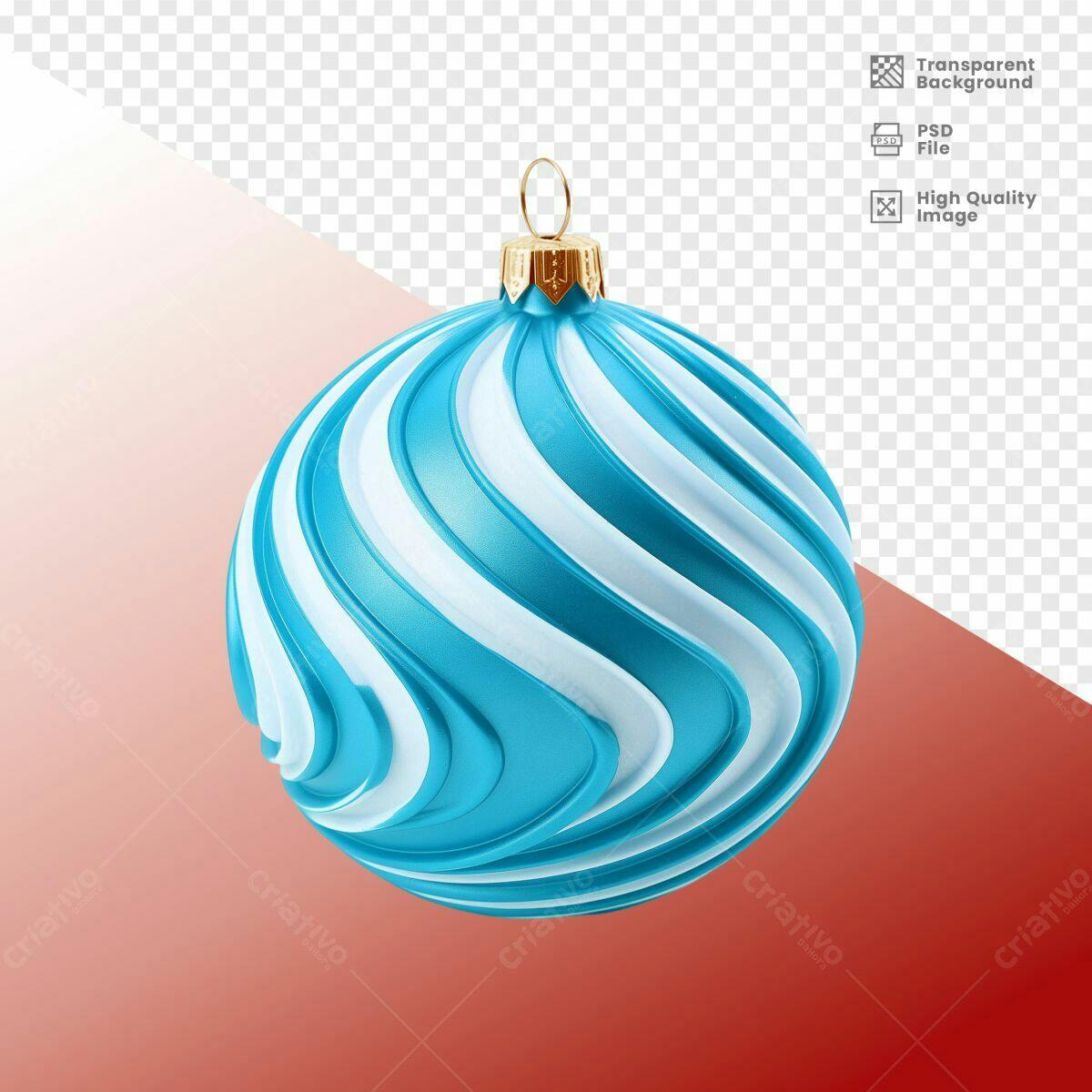 Enfeite de Natal Azul e Branco PSD Editável