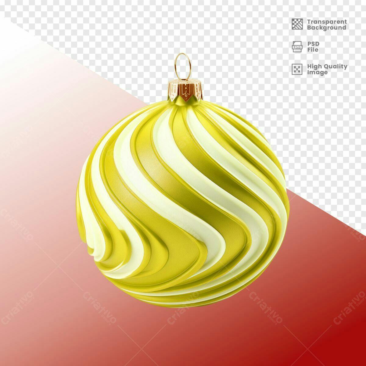Enfeite Natalino Amarelo e Branco PSD Editável