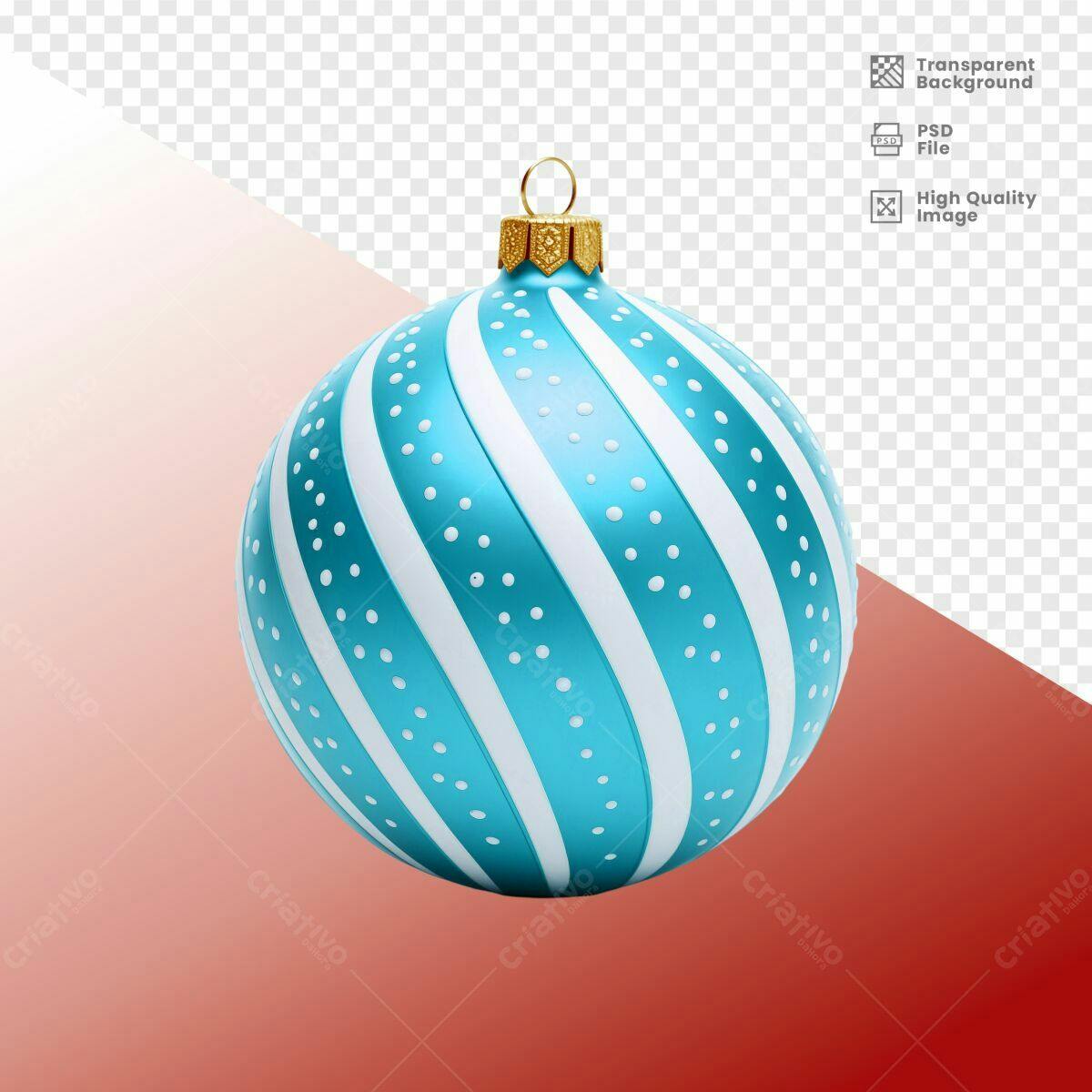 Enfeite de Natal Azul e Branco PSD Editável