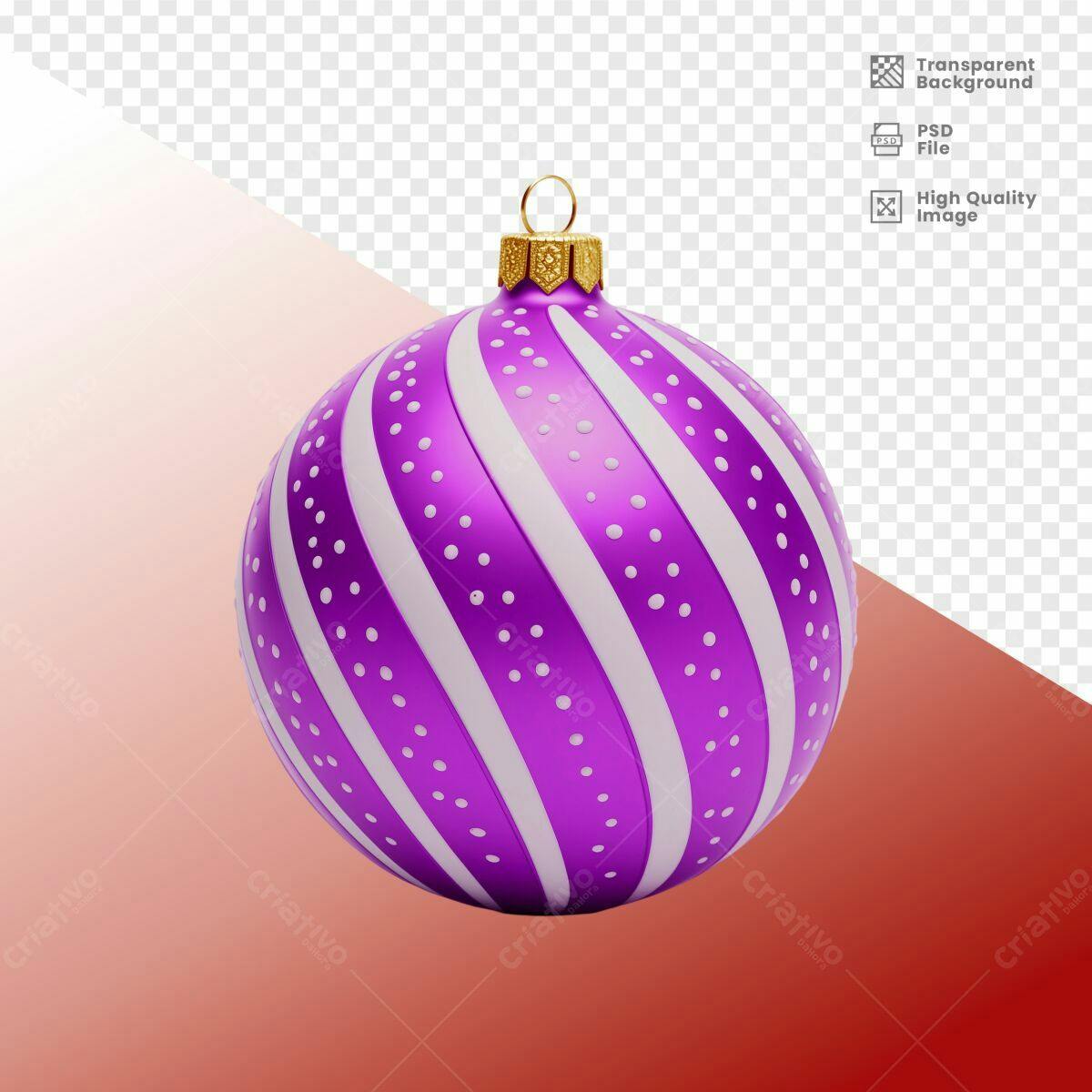 Enfeite Natalino Roxo e Branco PSD Editável