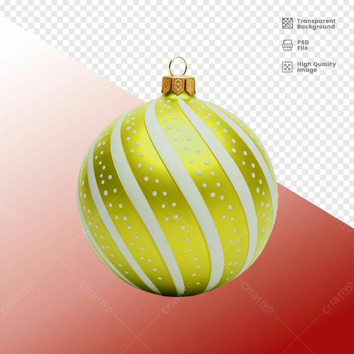 Enfeite de Natal Amarelo e Branco PSD Editável