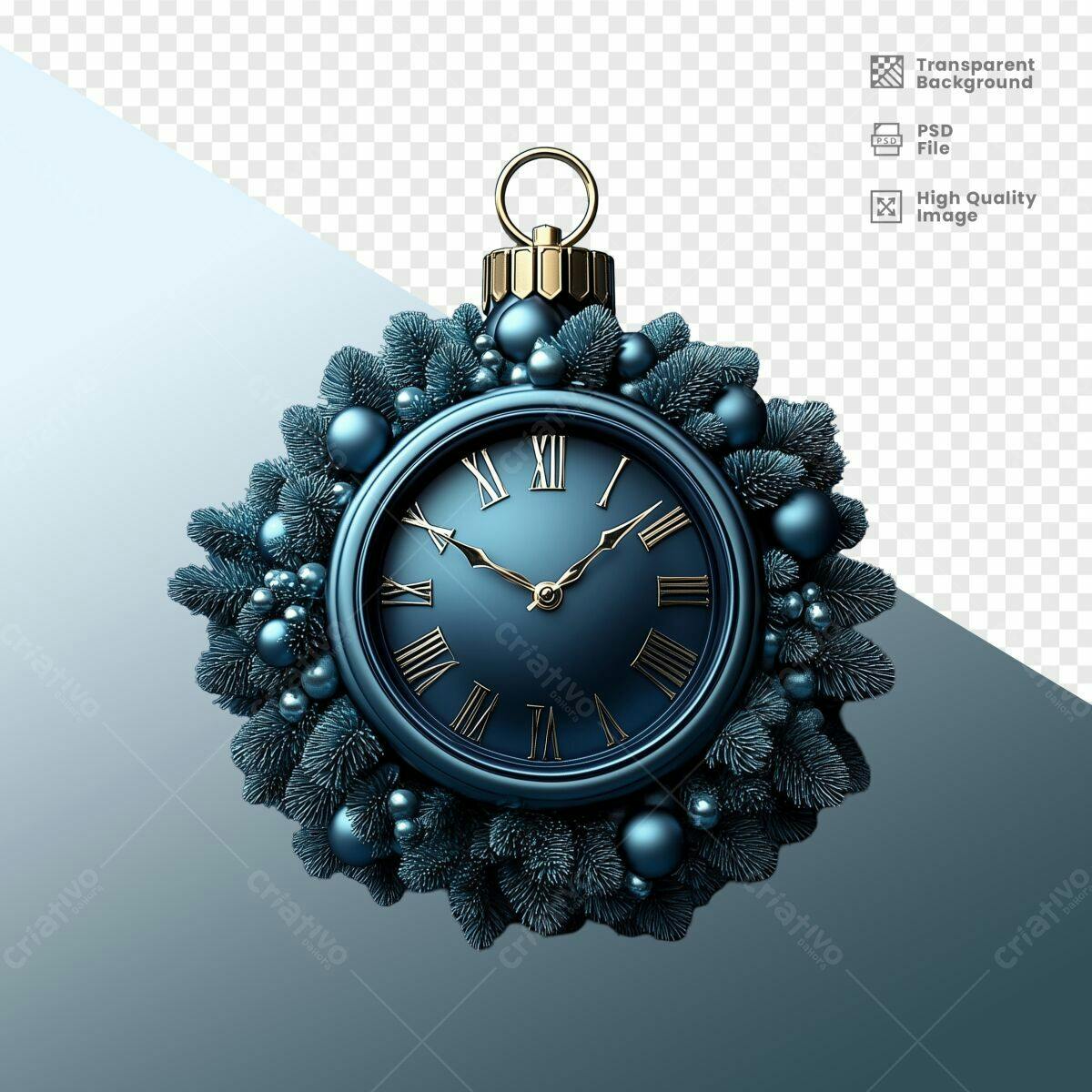 Relógio de Natal Azul Marinho PSD Editável