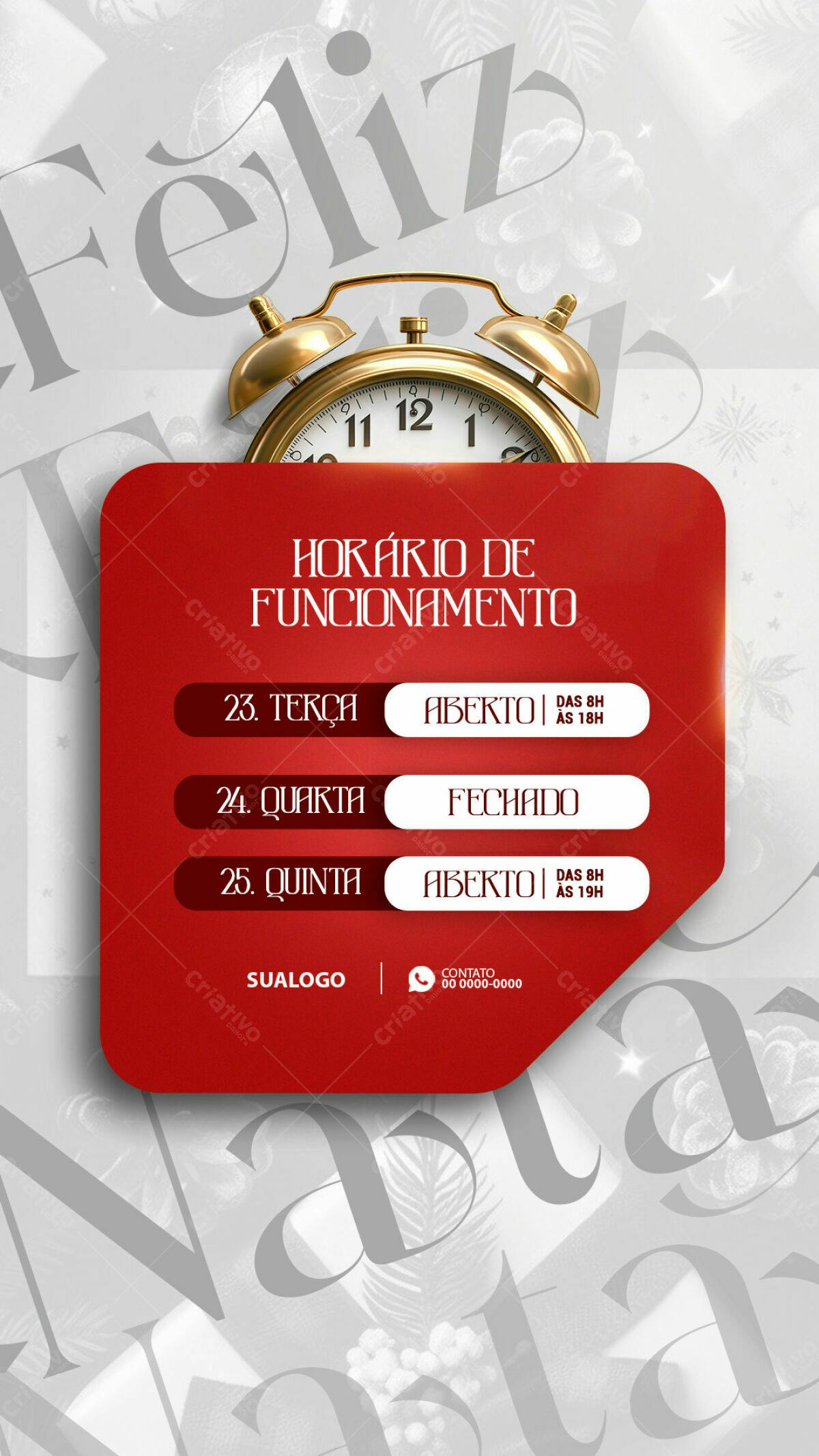 Flyer de Horário de Funcionamento Natalino PSD Editável