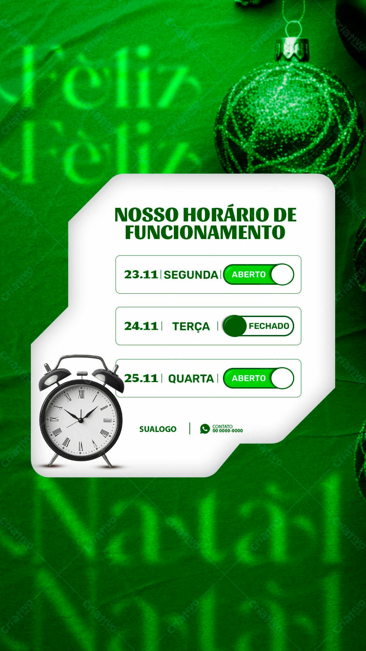 Post para Horário de Funcionamento Natalino PSD Editável