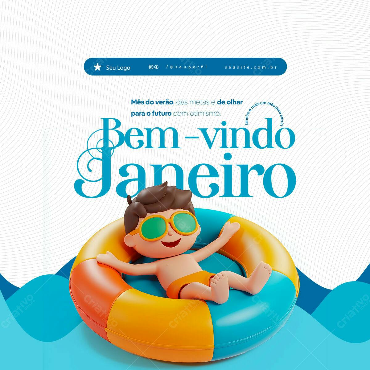 Post para Boas Vindas Janeiro PSD Editável