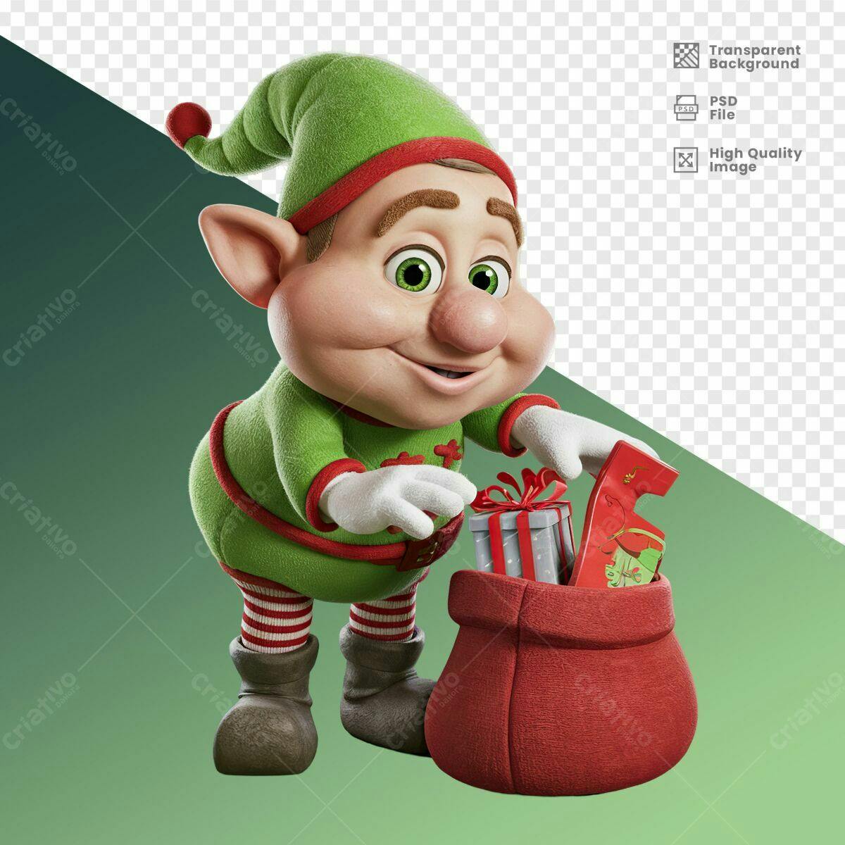 Personagem Natalino 3D PSD Editável