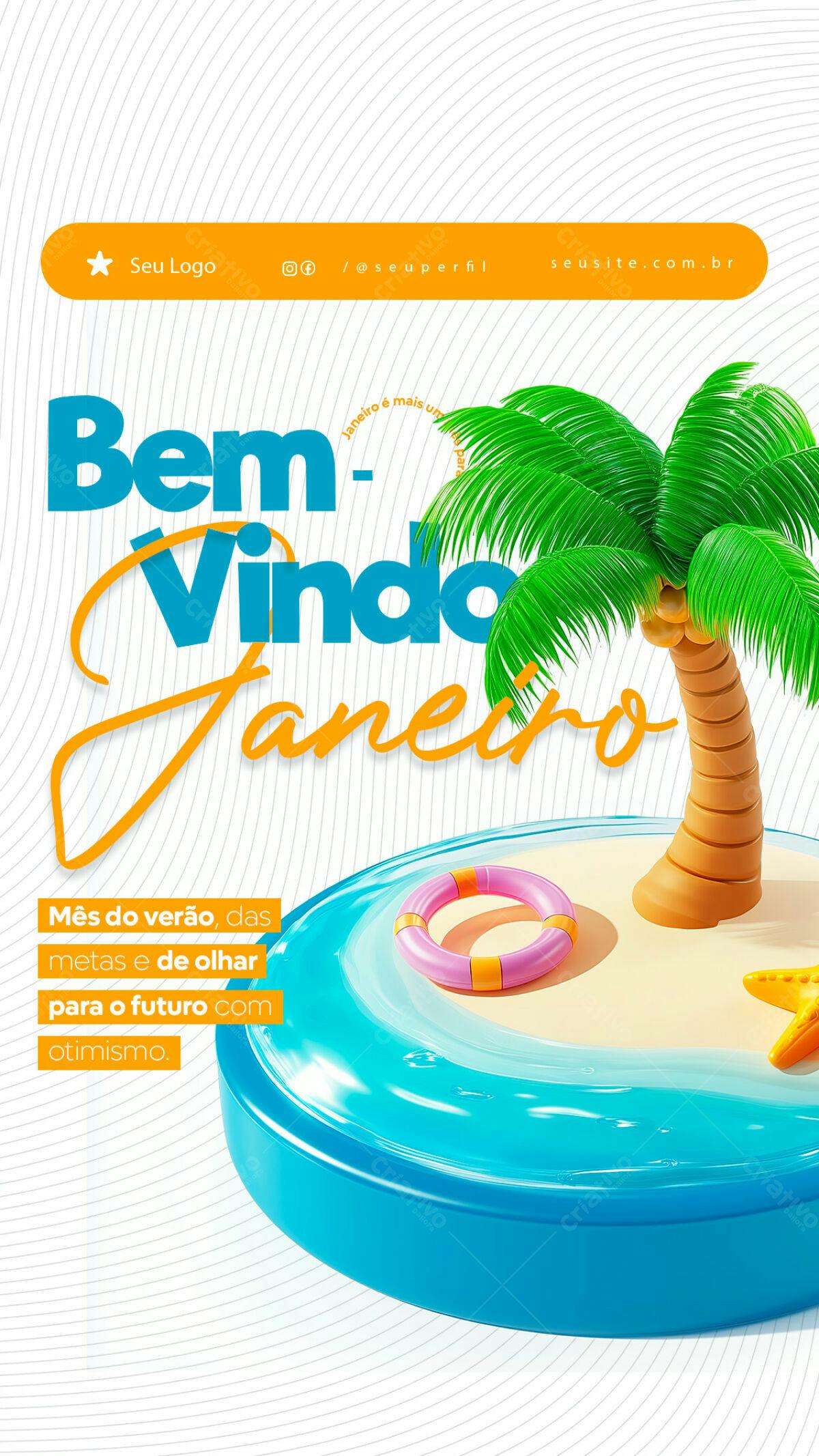 Flyer Boas Vindas Janeiro PSD Editável