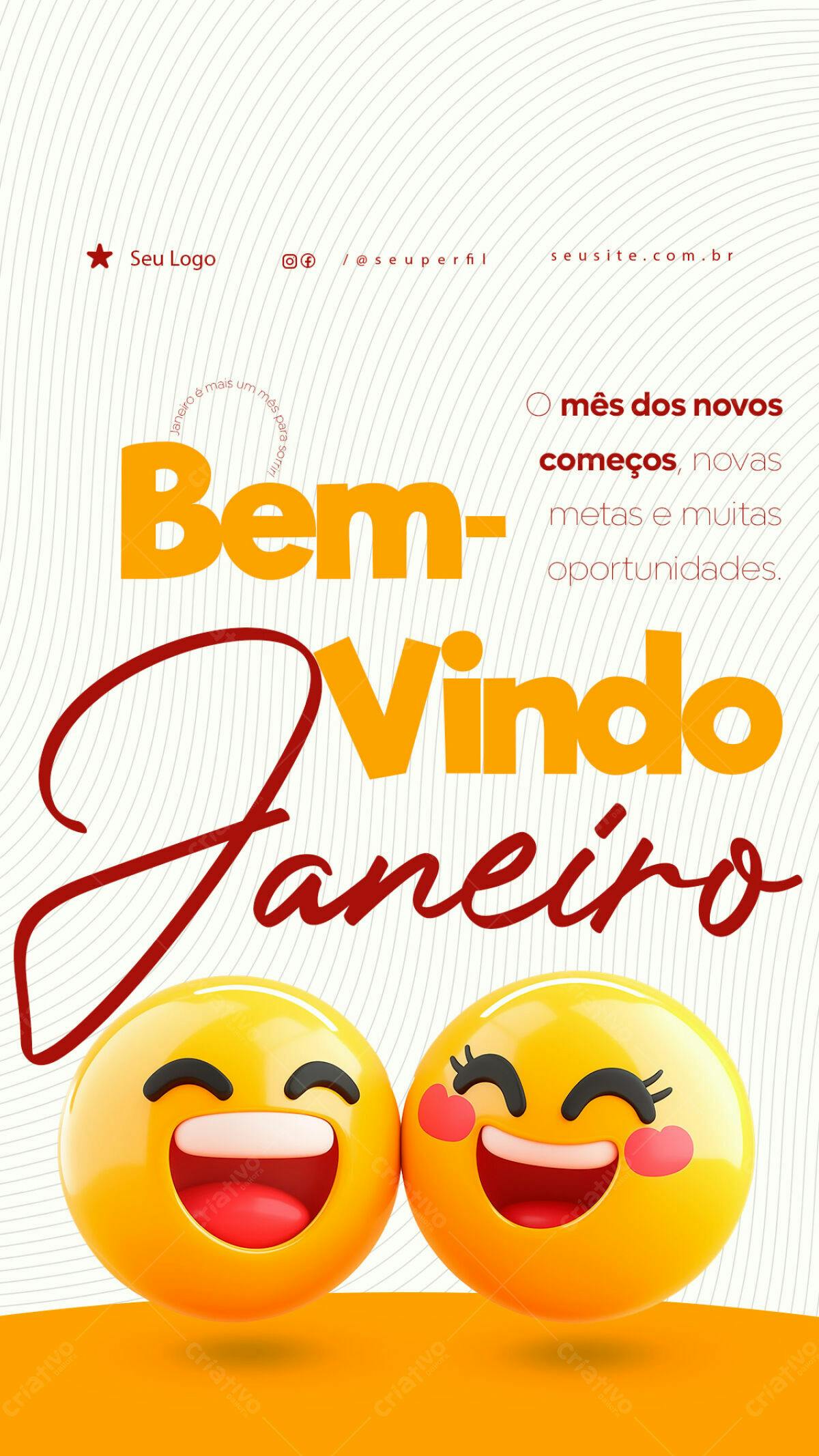 Flyer Boas Vindas Janeiro PSD Editável