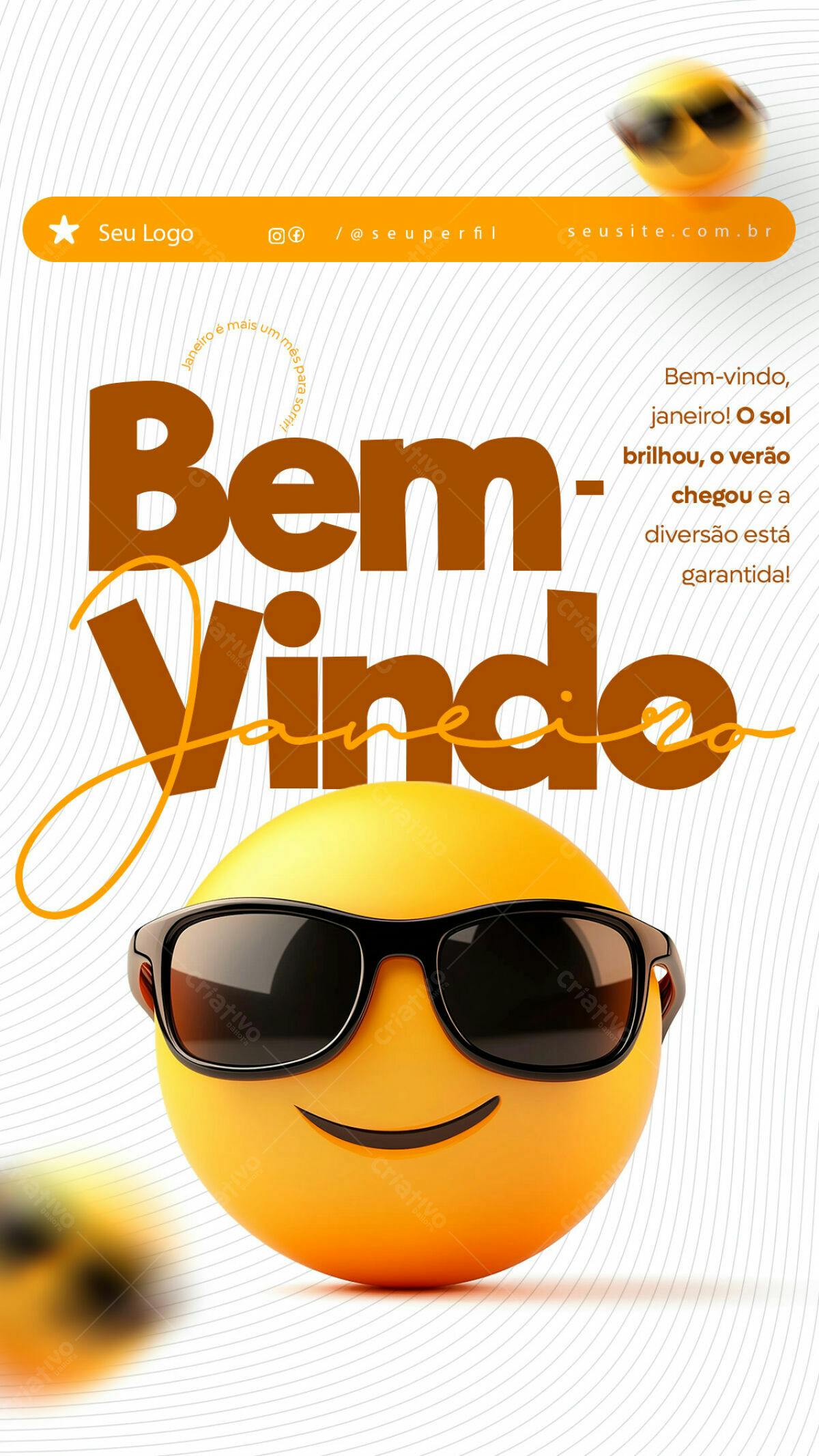 Flyer de Boas-Vindas Janeiro PSD Editável