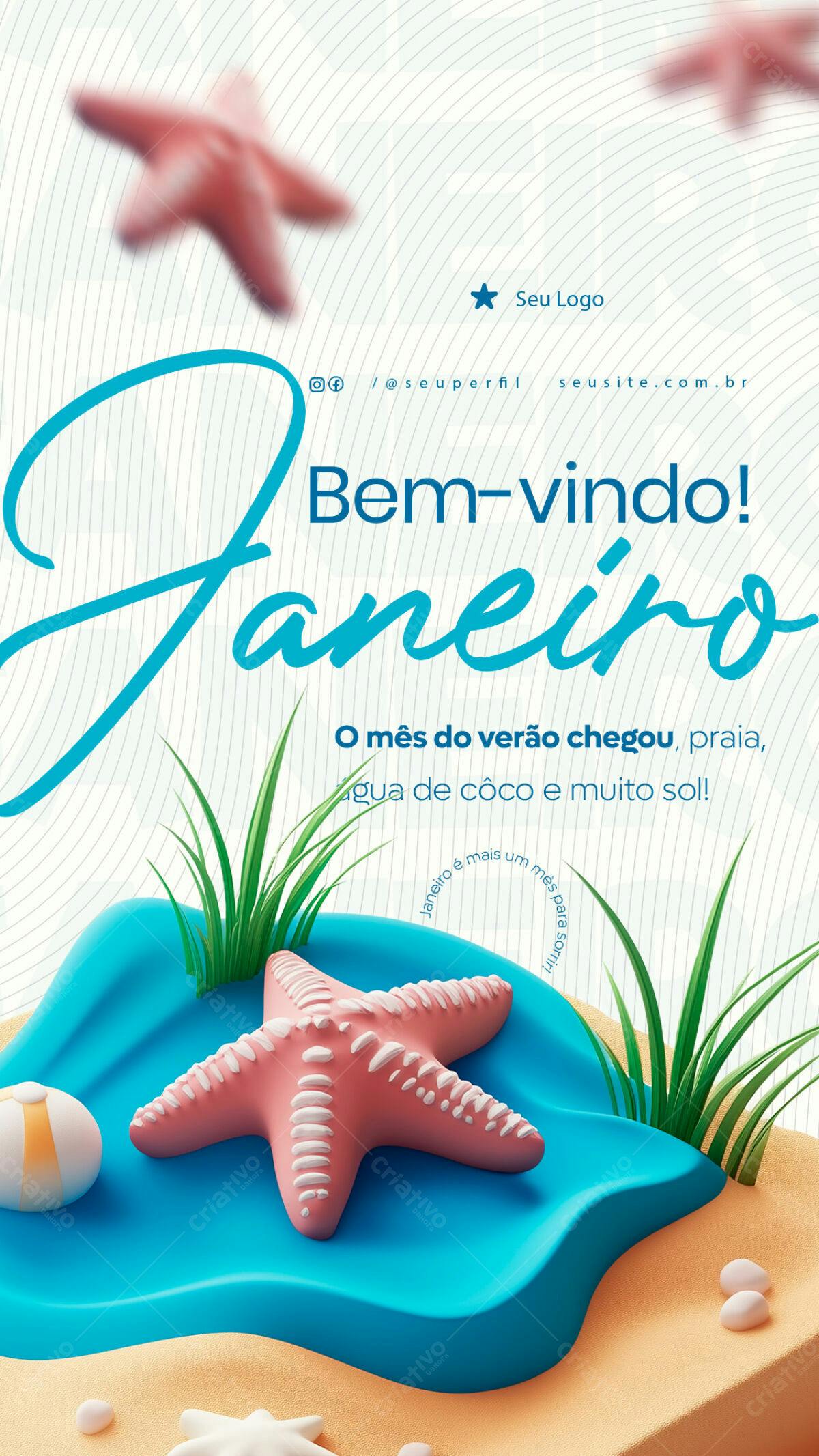 Flyer de Boas-Vindas Janeiro PSD Editável