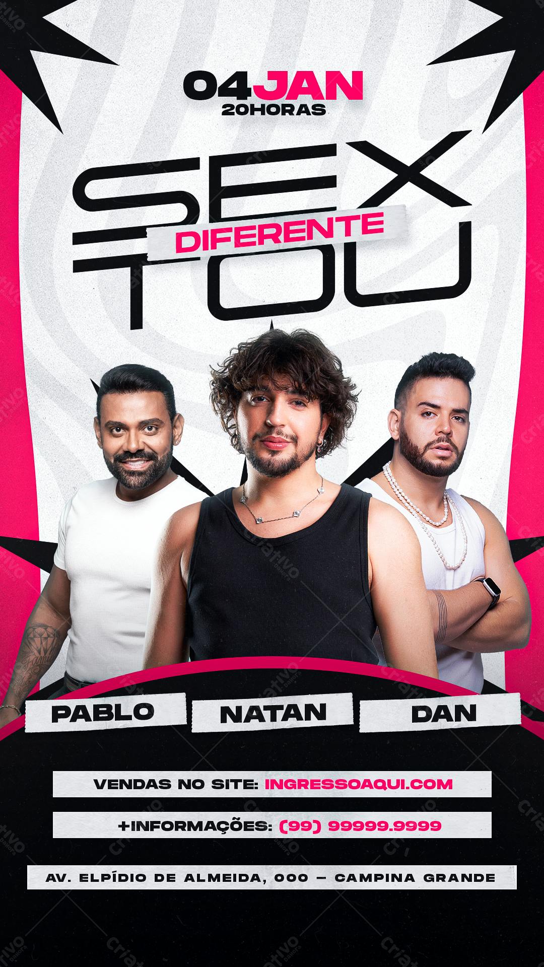 Flyer para Festa Sex Different Tour PSD Editável