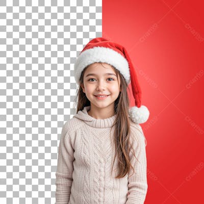 Criança Com Gorro De Natal Psd Editável