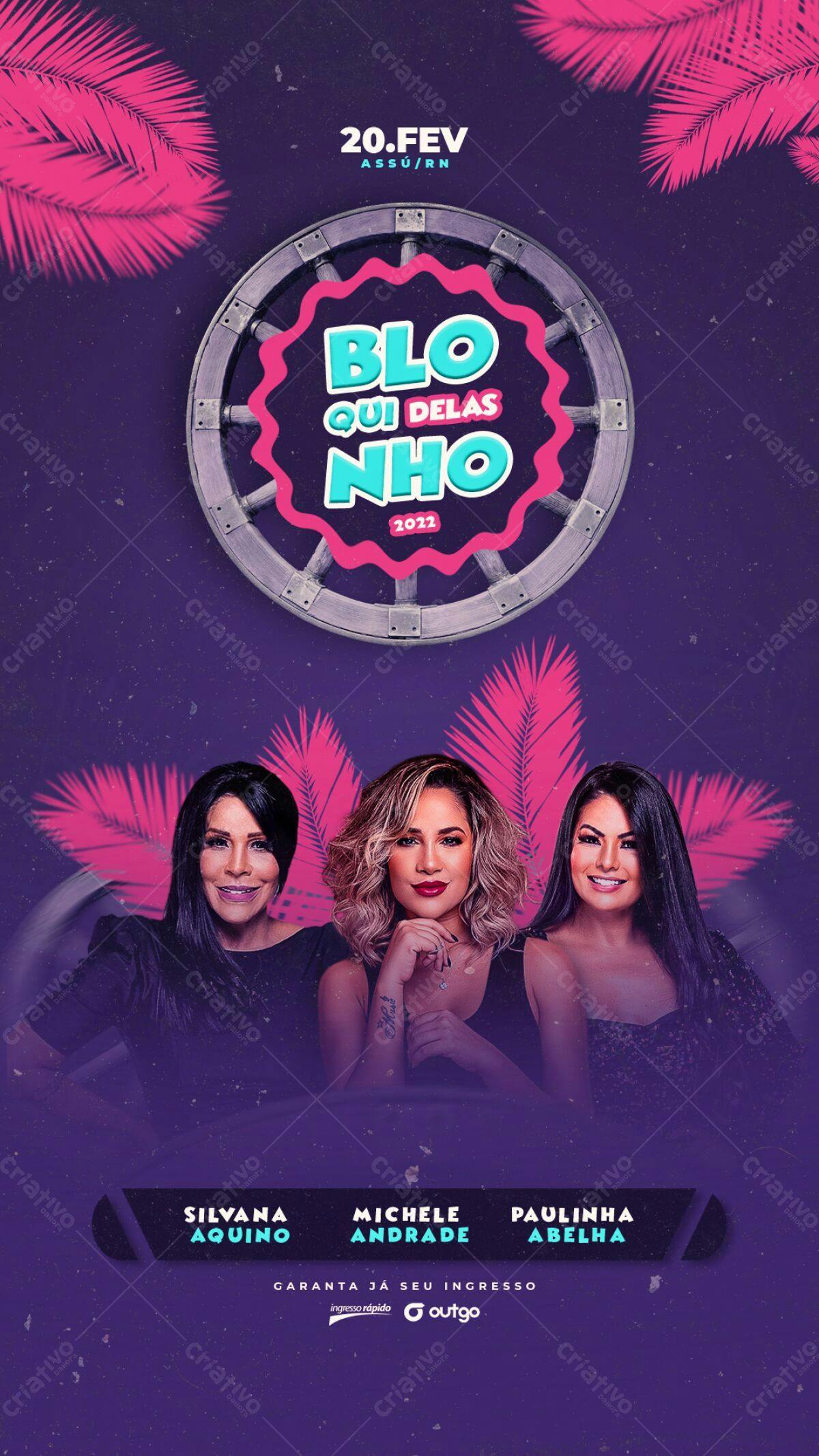 Flyer Bloco de Carnaval "Bloco Qui Delas Nho" PSD Editável