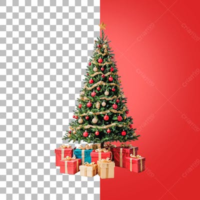 Árvore De Natal Com Presentes Psd Editável