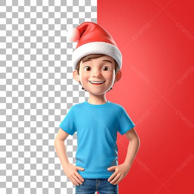 Criança Com Gorro De Natal Psd Editável