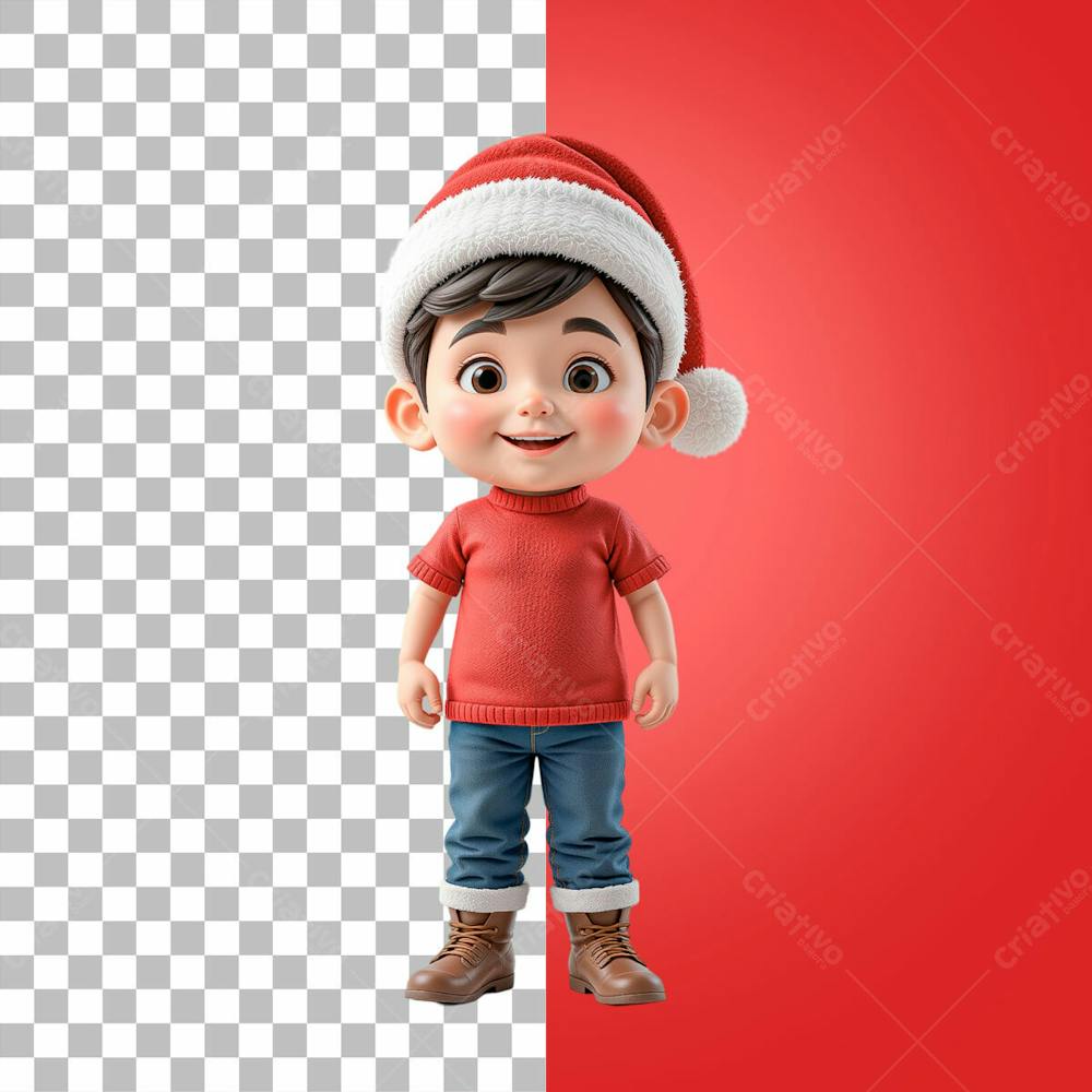 Criança Feliz Com Gorro De Natal Psd Editável