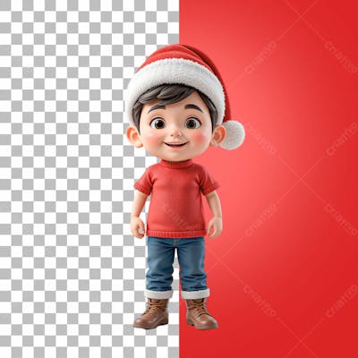 Criança Feliz Com Gorro De Natal Psd Editável