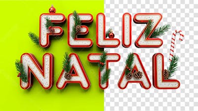 Selo Feliz Natal 3D Com Decoração