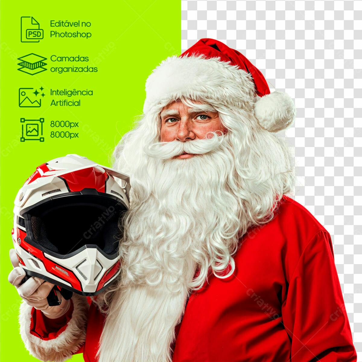 Imagem Natalina Papai Noel com Capacete PSD Editável