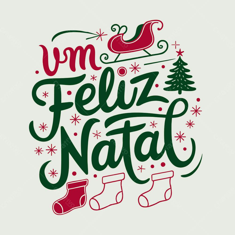 Um Feliz Natal Vector Illustração