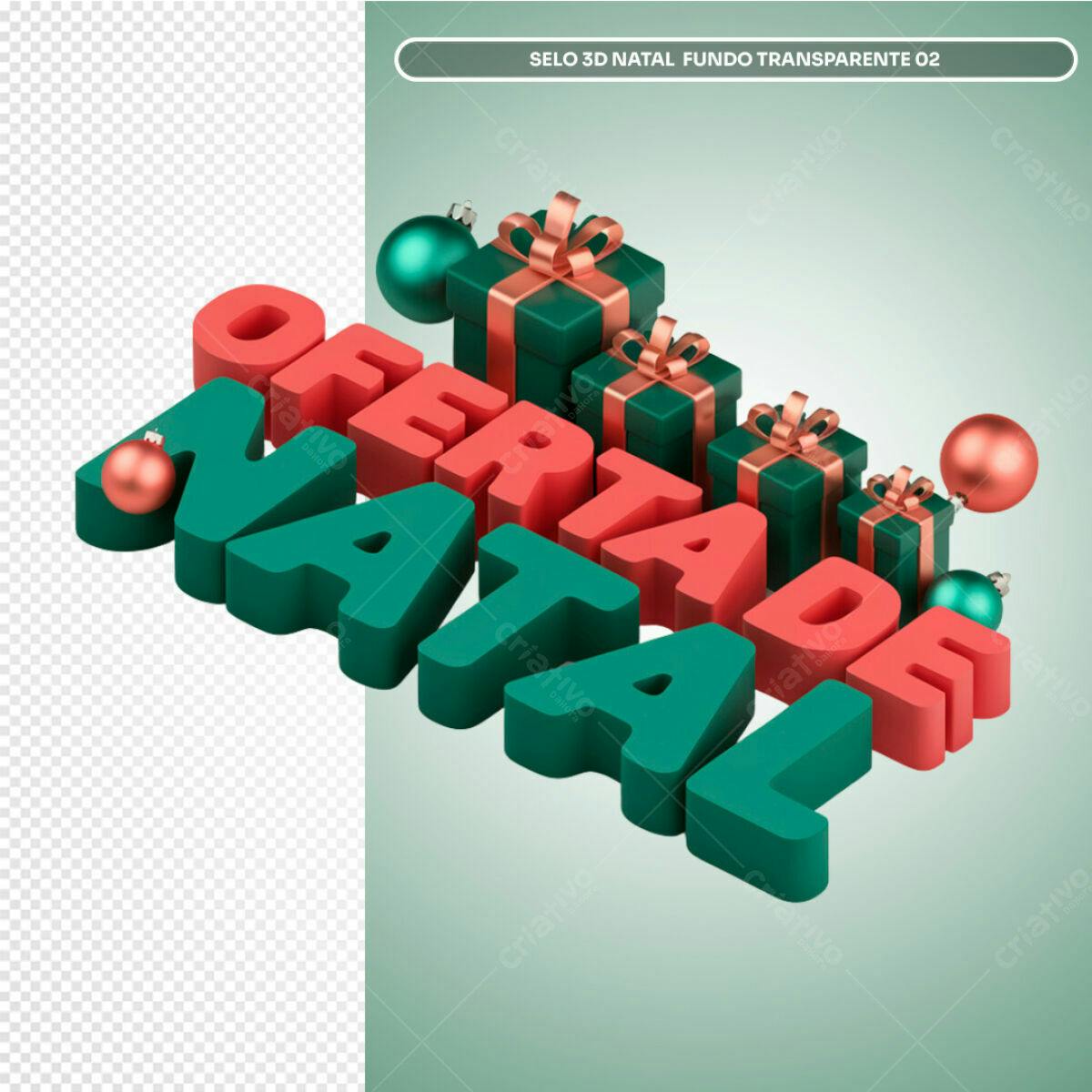 Selo 3D Natal Oferta PSD Editável