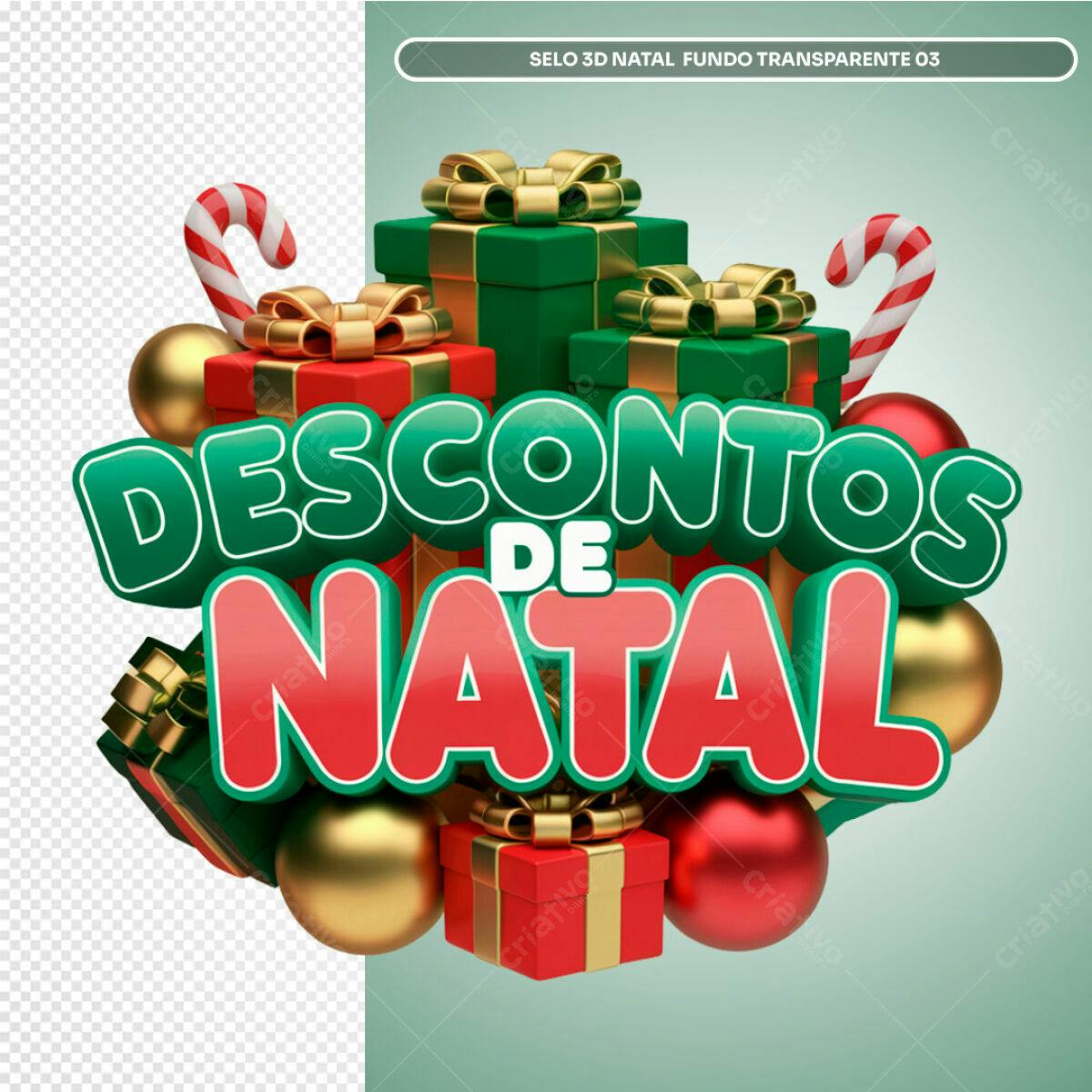 Selo Natalino 3D com Descontos PSD Editável
