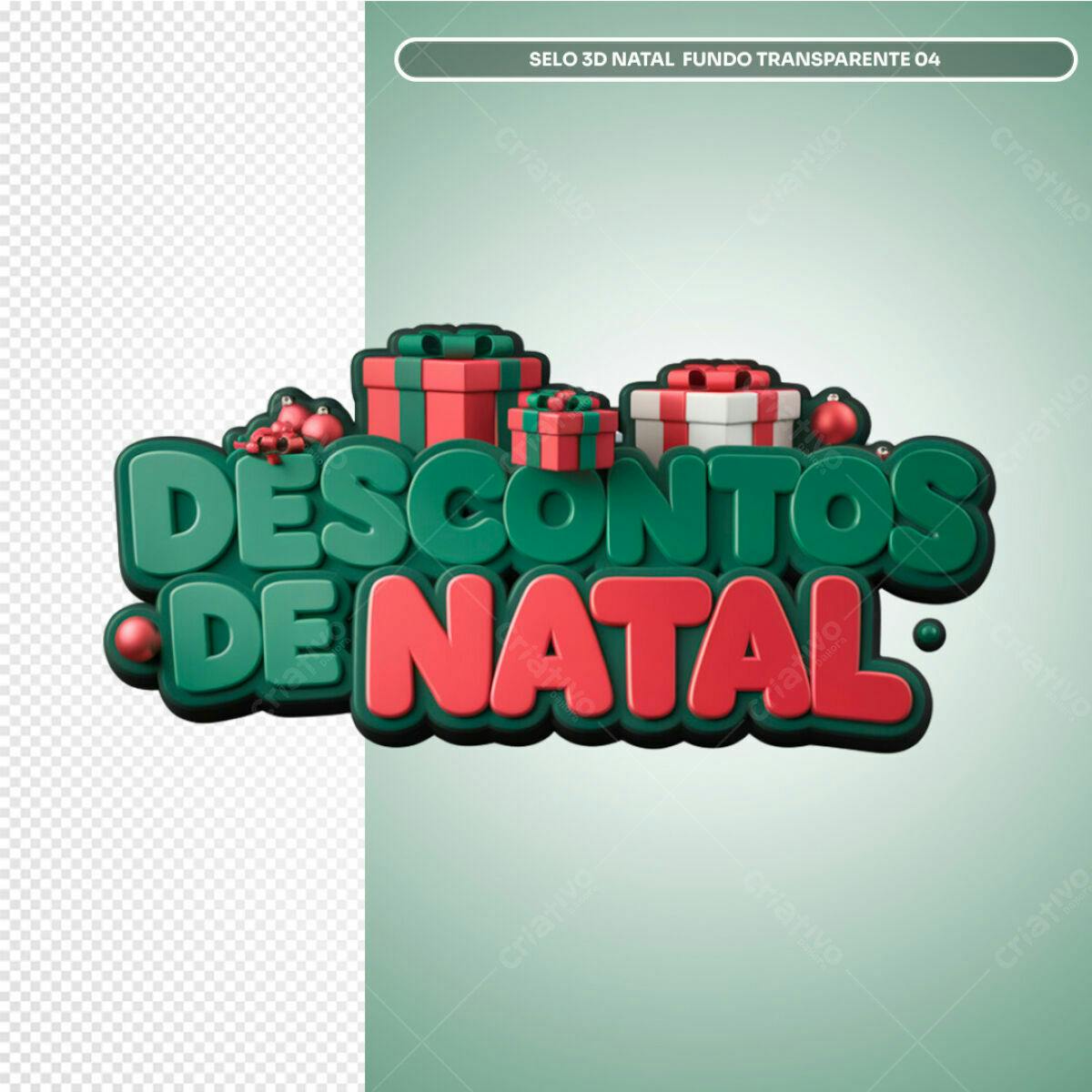 Selo 3D Natal com Descontos PSD Editável