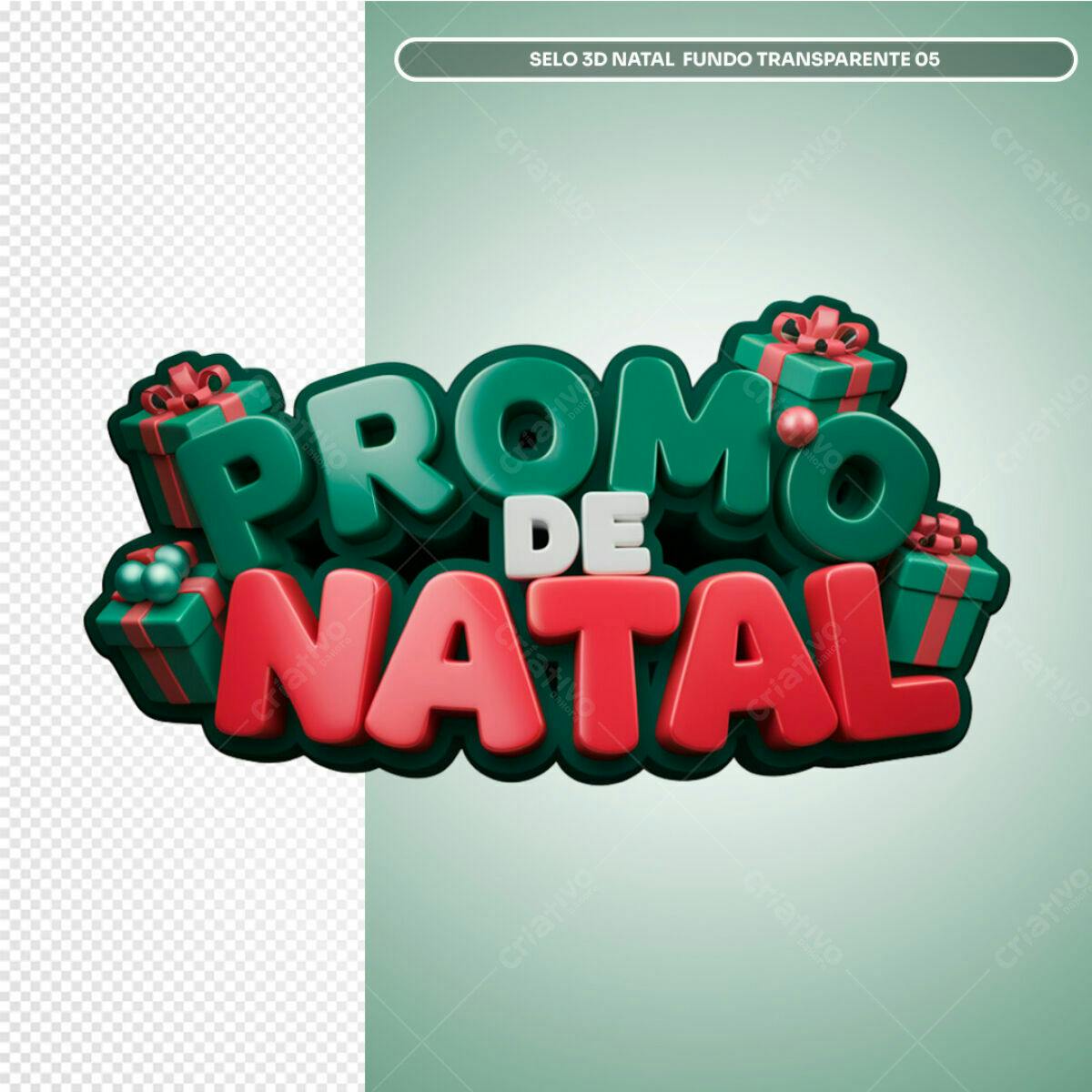 Selo 3D Natal Promoção PSD Editável