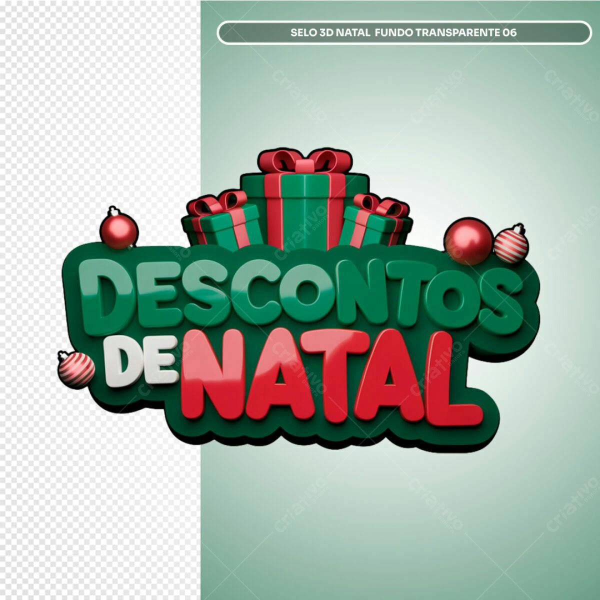 Selo 3D Natal com Descontos PSD Editável