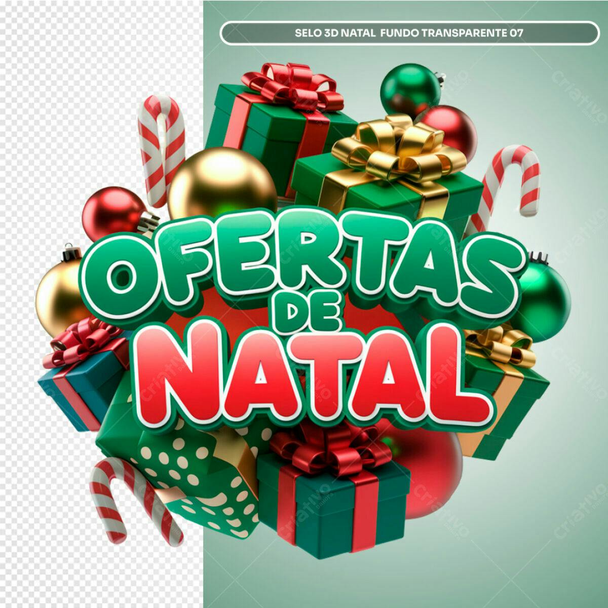 Selo 3D para Ofertas de Natal PSD Editável