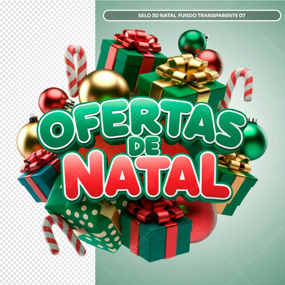 Selo 3D Natal Fundo Transparente 07