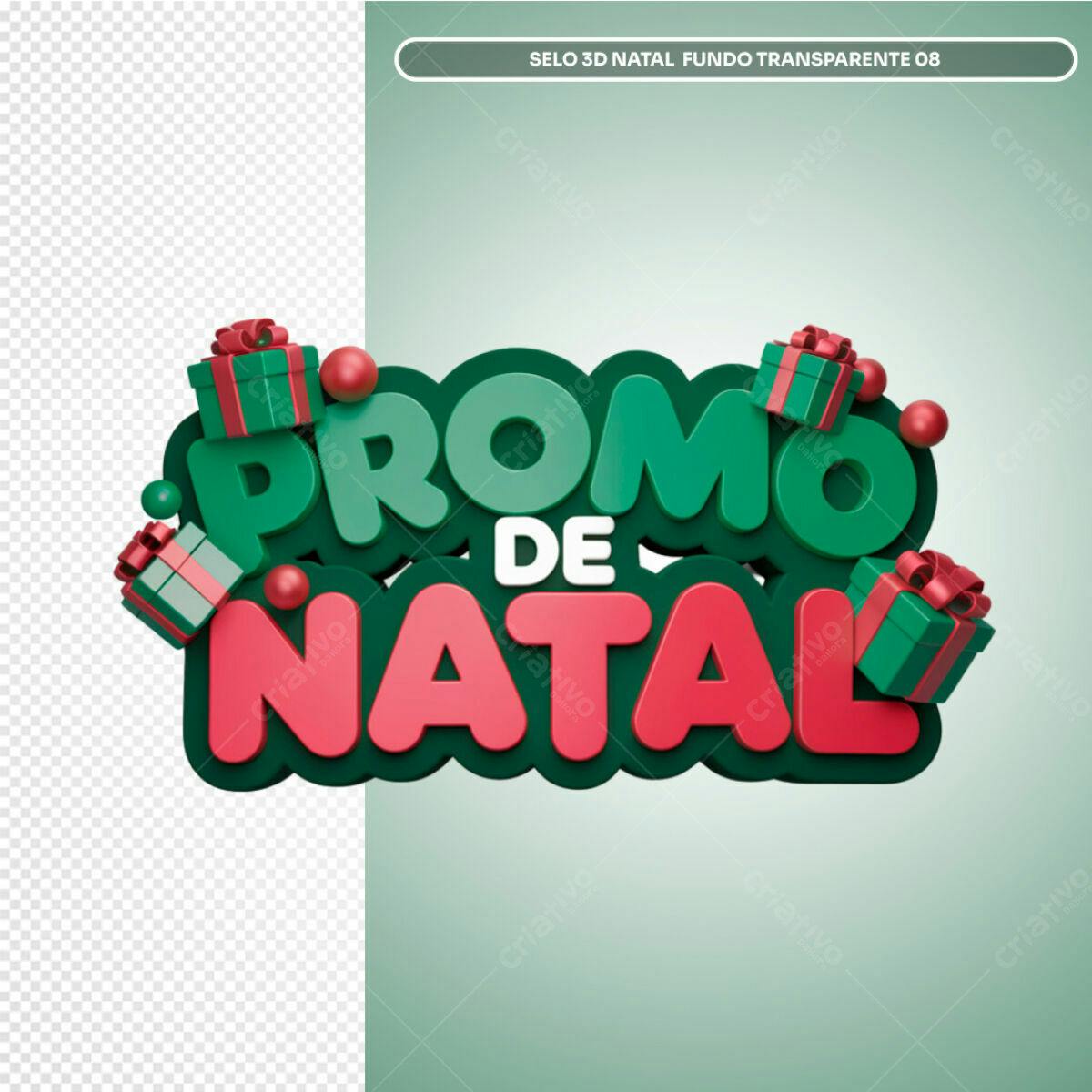 Selo 3D Natal Promoção PSD Editável