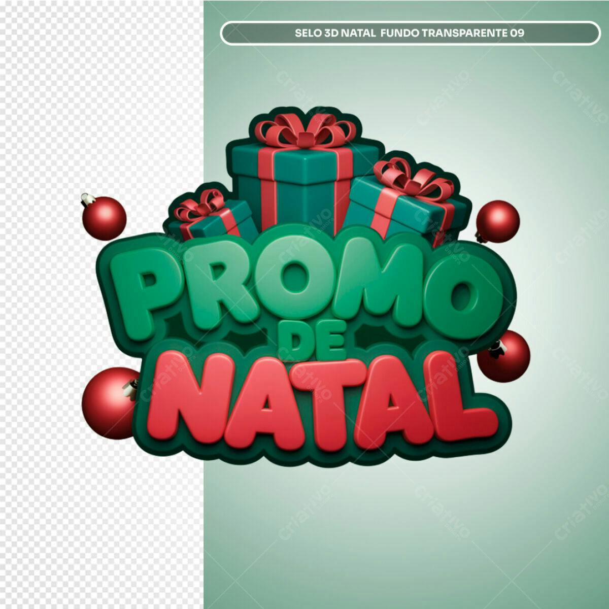 Selo Natalino 3D com Promoção PSD Editável