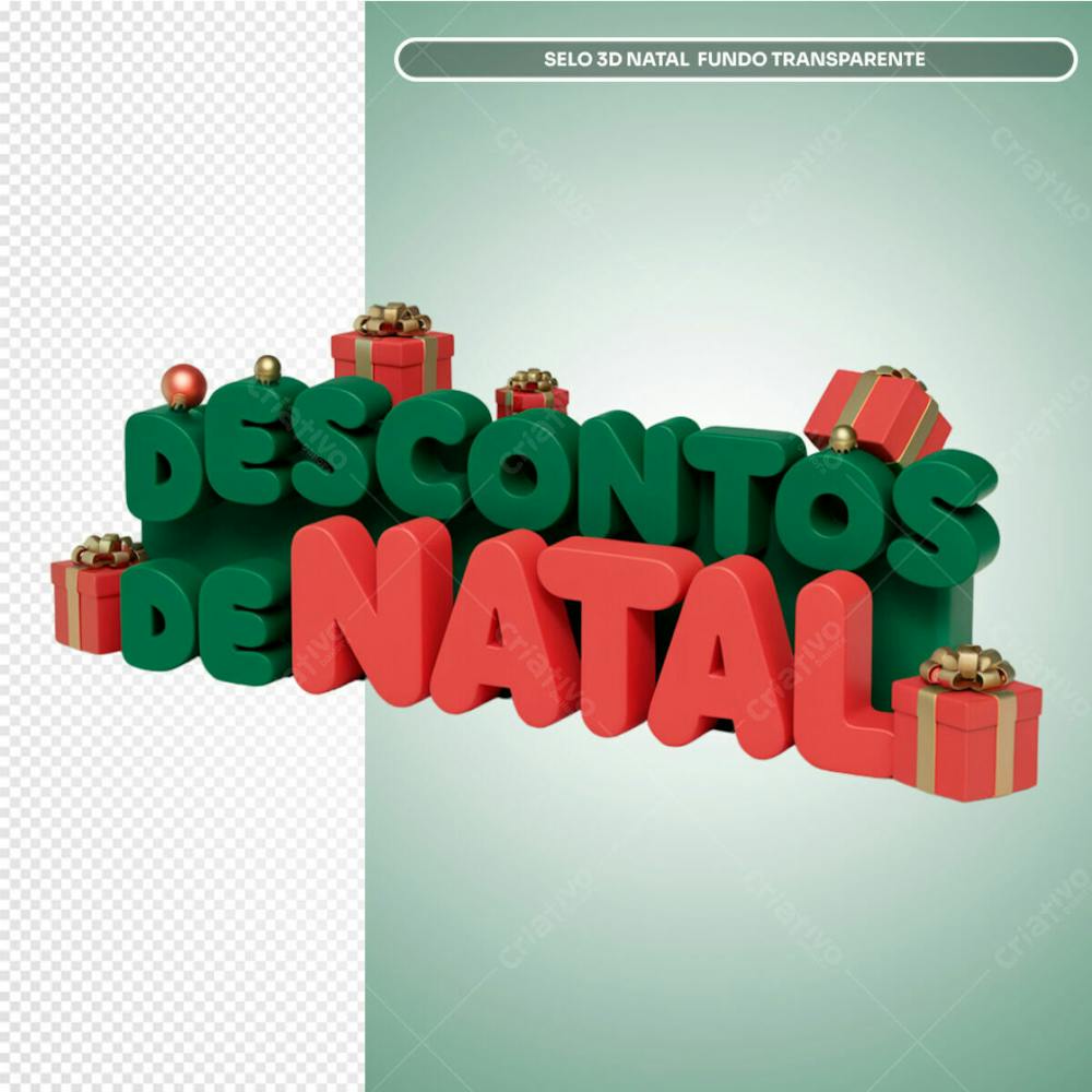 Selo 3D Natal Fundo Transparente