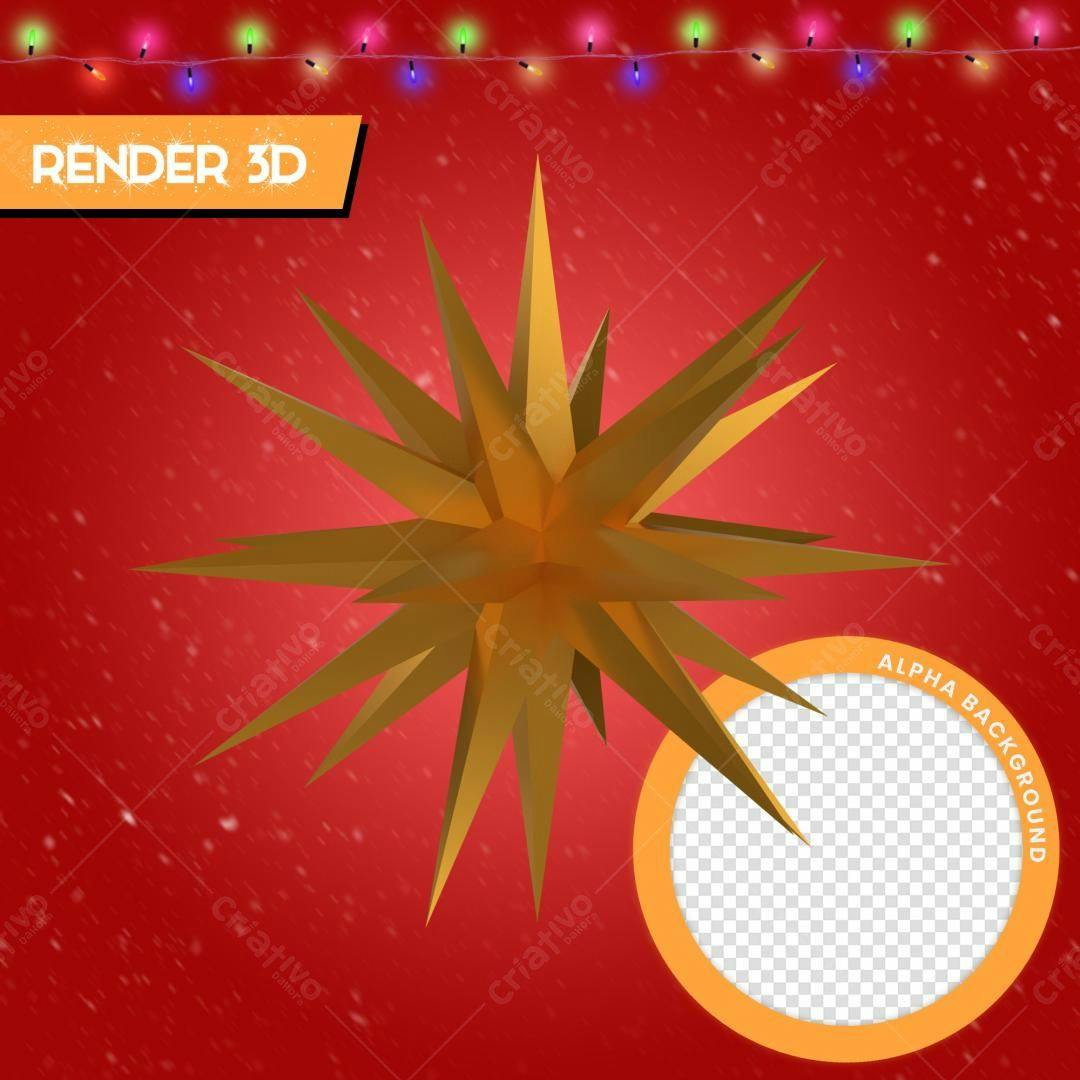 Postagem de Natal com Estrela Dourada PSD Editável