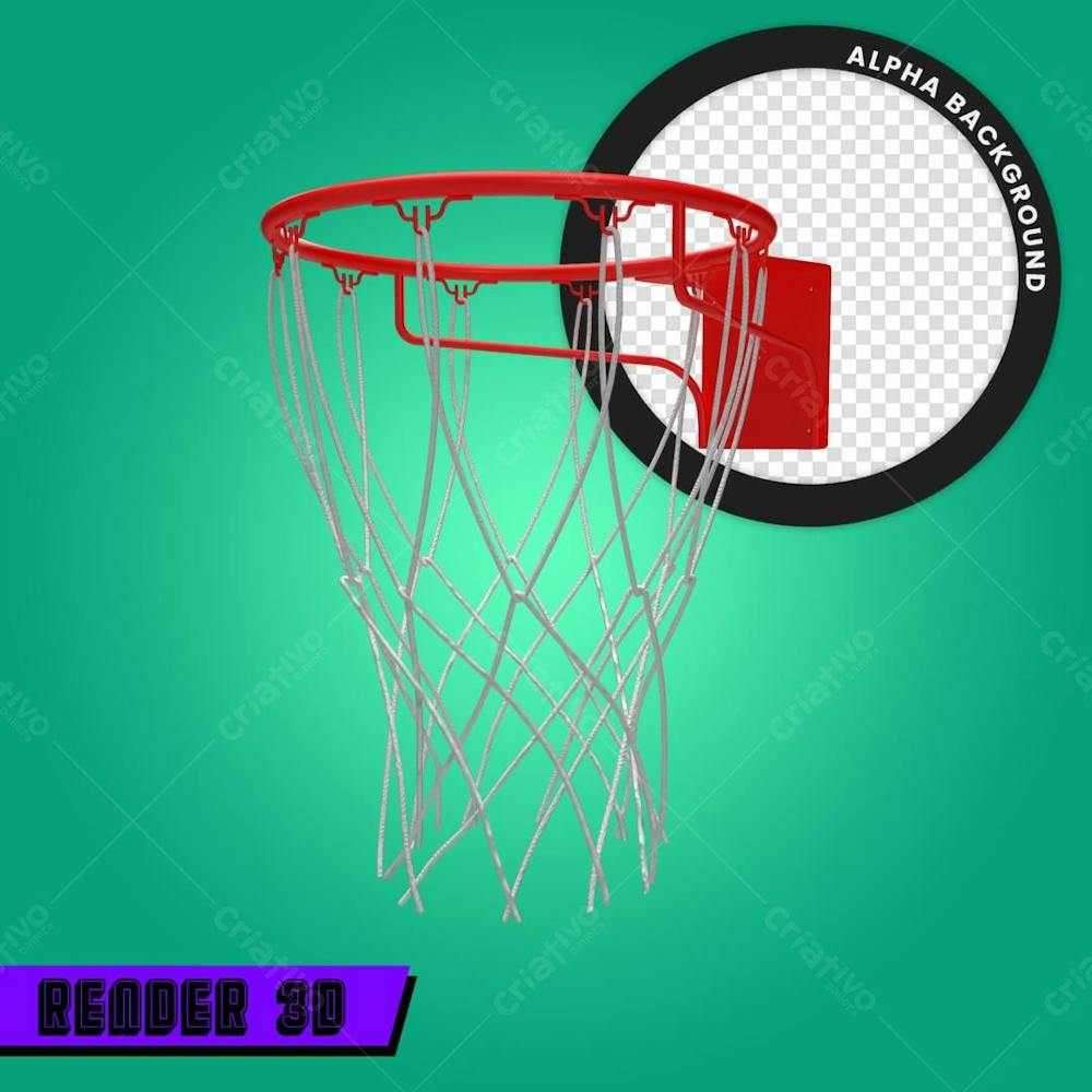 Cesta Aro De Basquete Render 3D Fundo Transparente