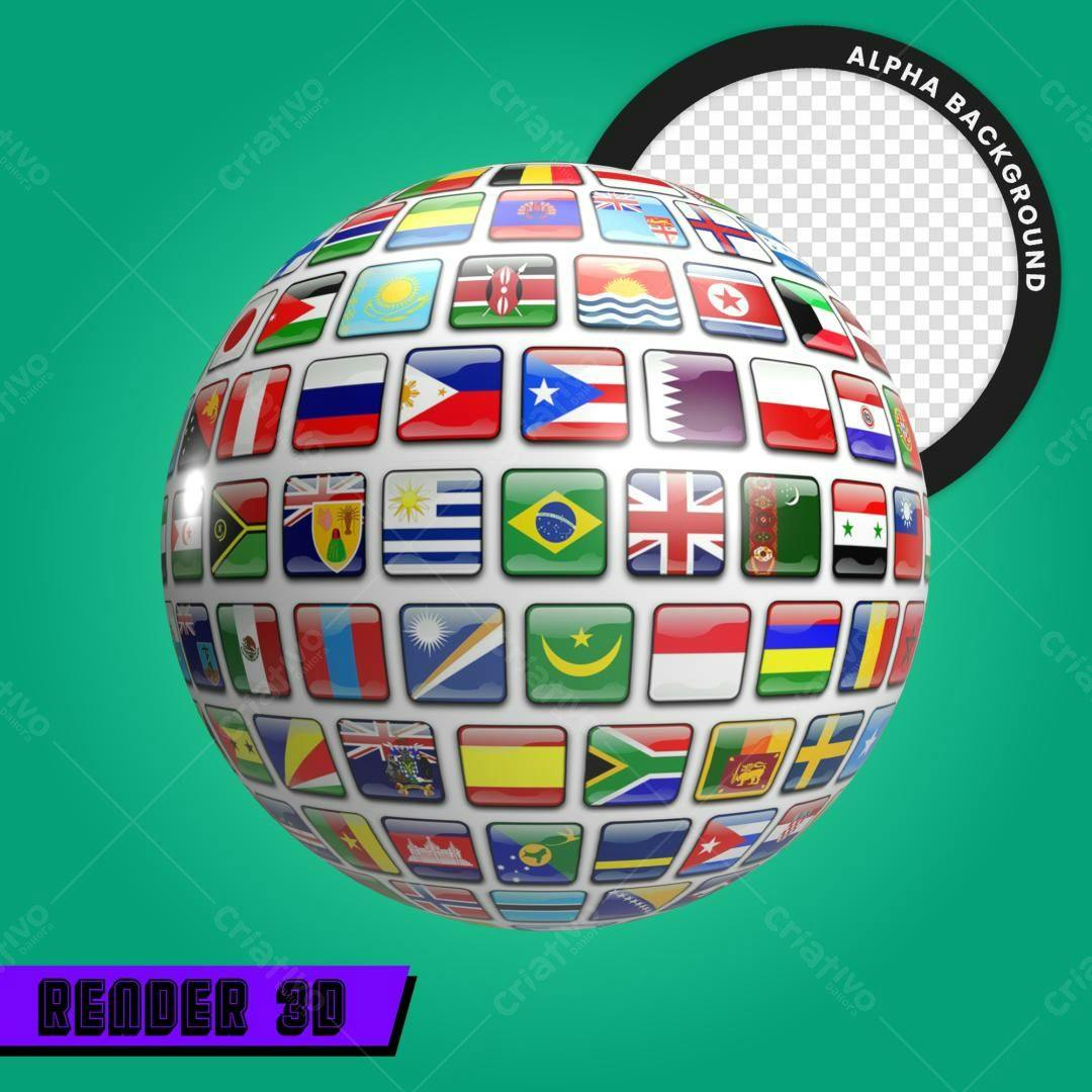 Background Global com Bandeiras PSD Editável