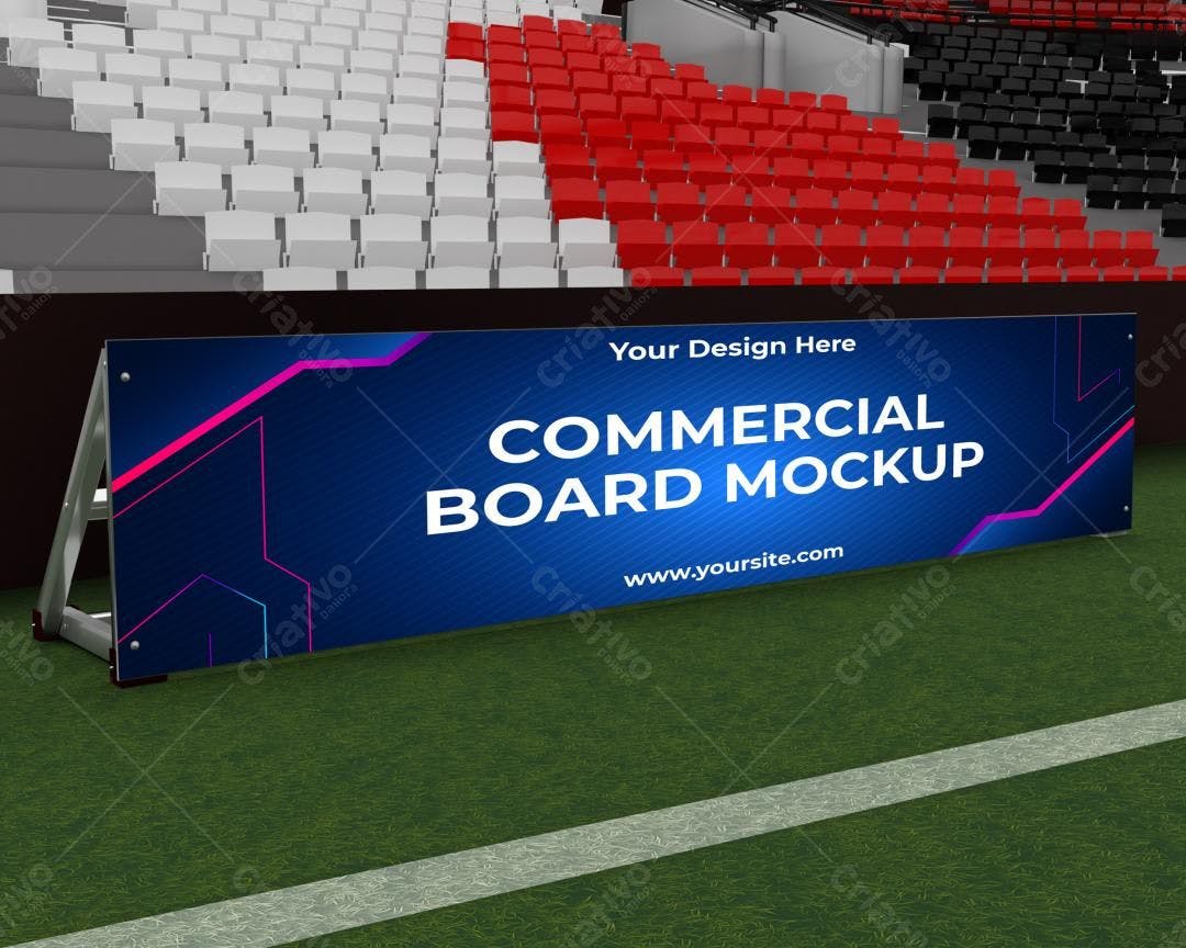 Mockup de Placa Comercial em Estádio