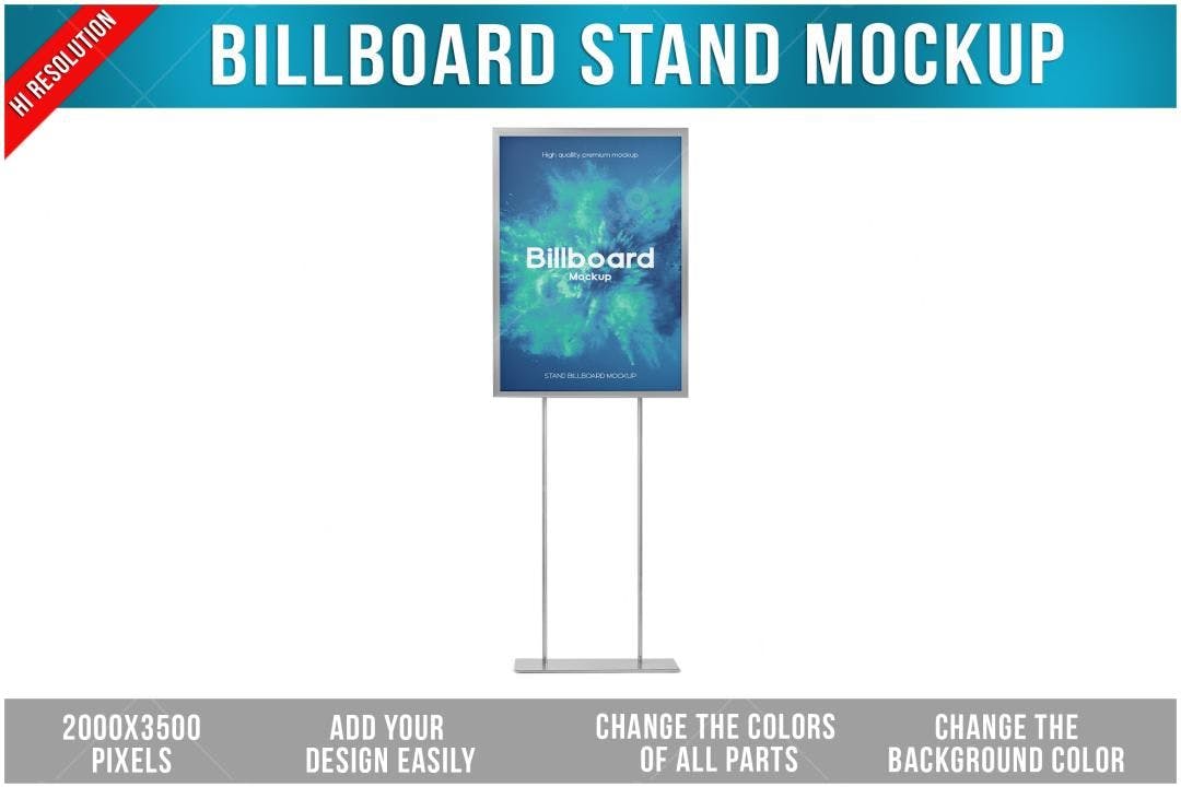 Mockup Realista de Painel Publicitário em Pé