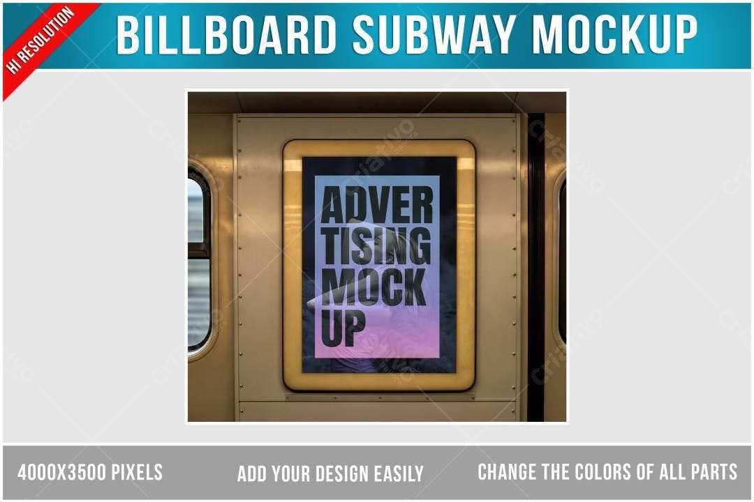 Mockup Realista de Anúncio em Metrô