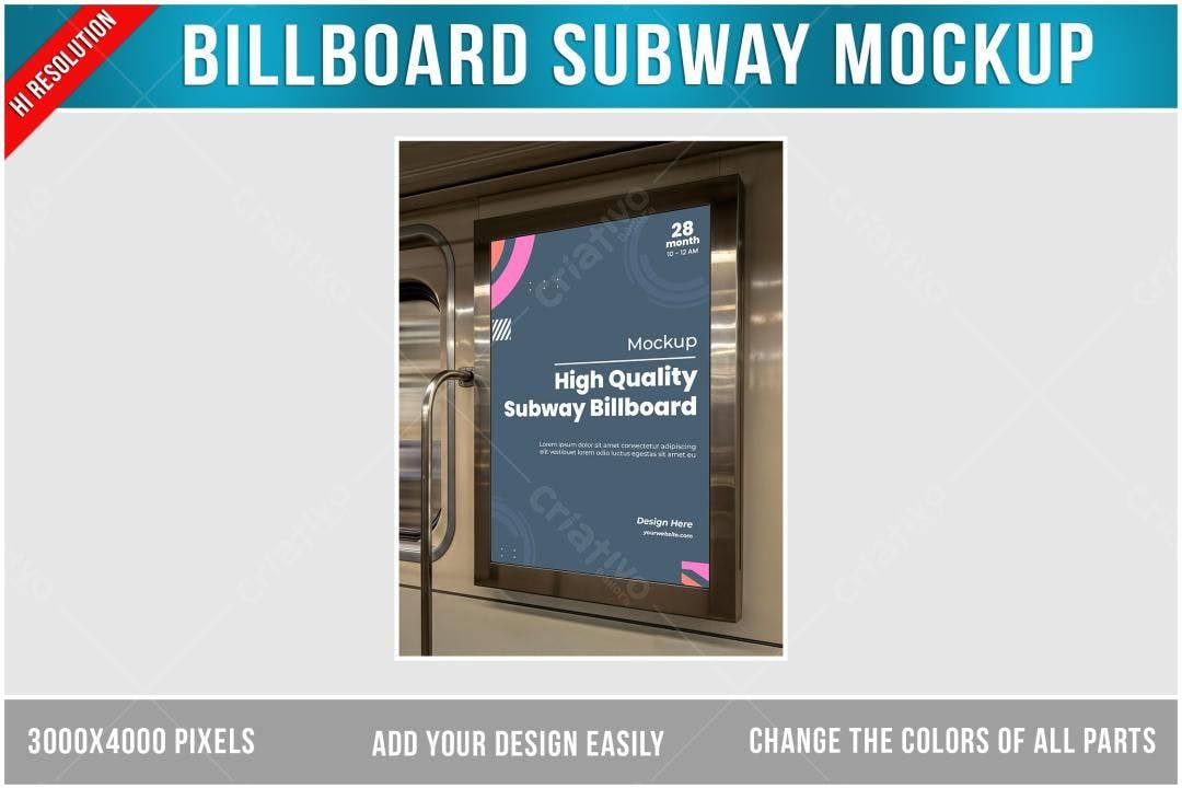 Mockup Realista de Painel de Metrô
