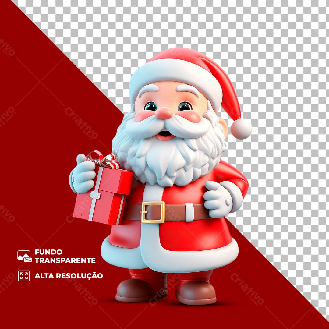Icone Natal Papai Noel com presente PNG com fundo transparente