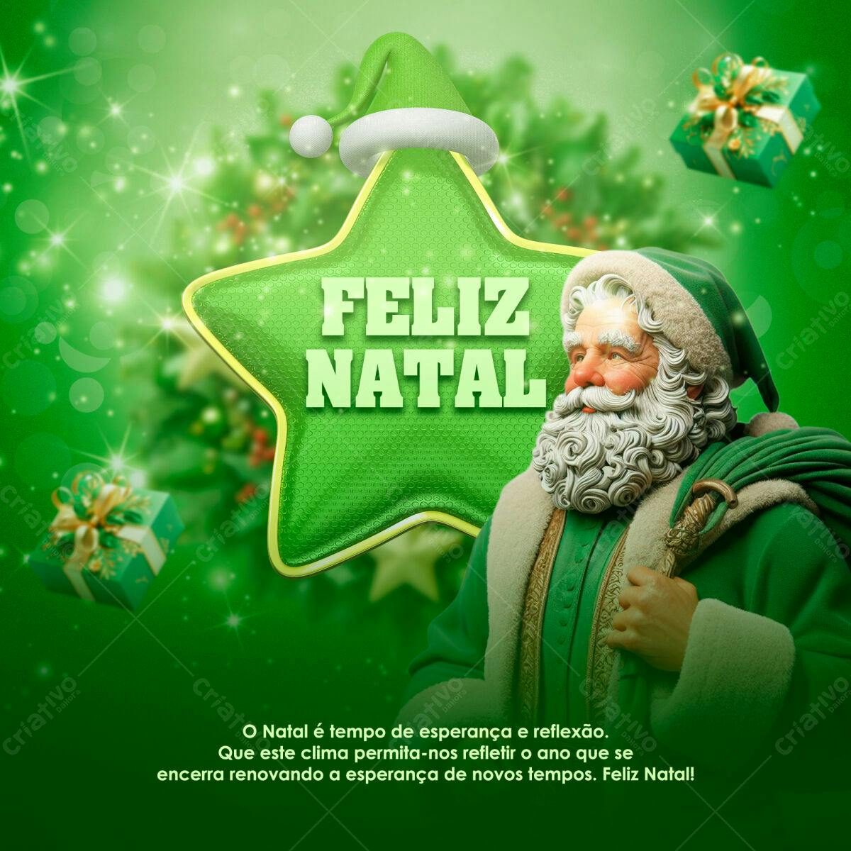 Postagem de Natal Verde PSD Editável