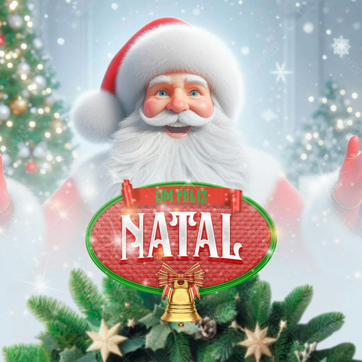 Postagem de Natal com Papai Noel PSD Editável