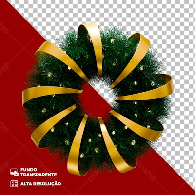 Icone Natalino com Fitas Douradas PNG com fundo transparente