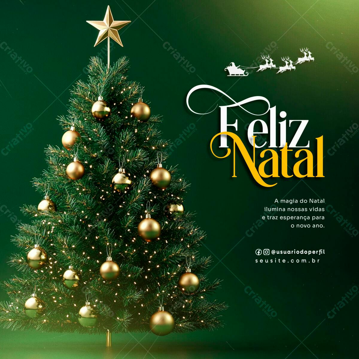 Postagem Natalina com Árvore e Papai Noel PSD Editável