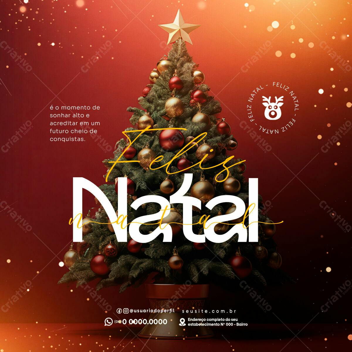 Postagem Feliz Natal Árvore PSD Editável